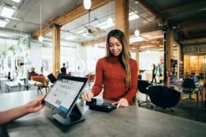 Client paying for treatment by card